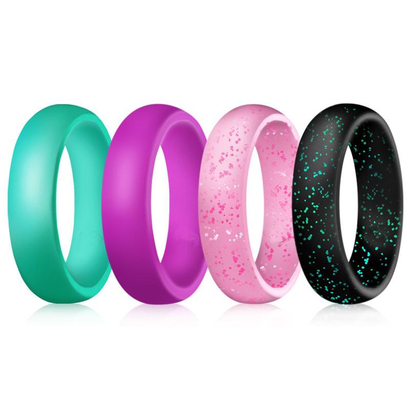5.7mm Silicone Ring Glitter Powder Grade Soft Flexible Sport Couple Rubber Rings For Women Finger Jewelry Men Wedding Bands