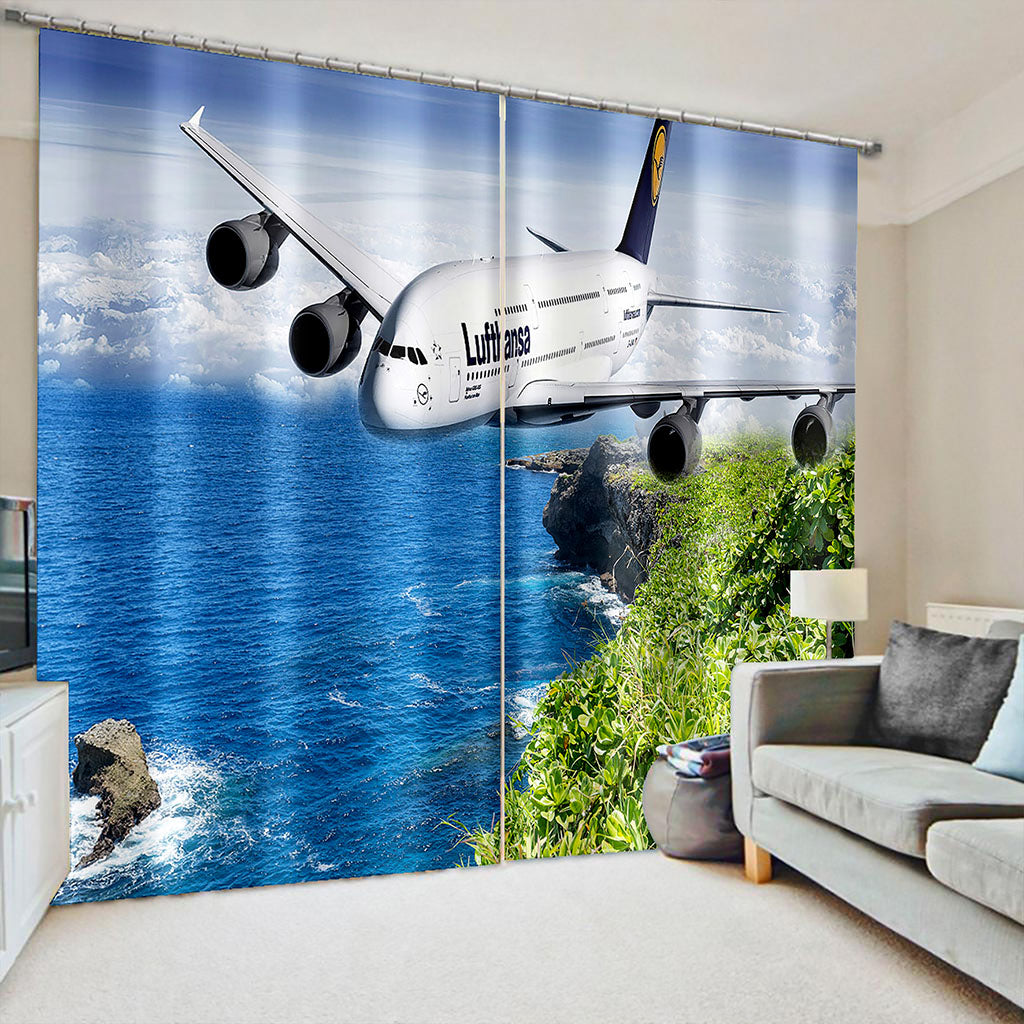 Photo Window blue lake fly curtain 3D Curtains For Living Bed room Office