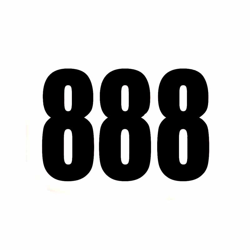 14CM*9.4CM Fashion Fun Race Number 888 Vinyl Car-styling Car Sticker Black Decal