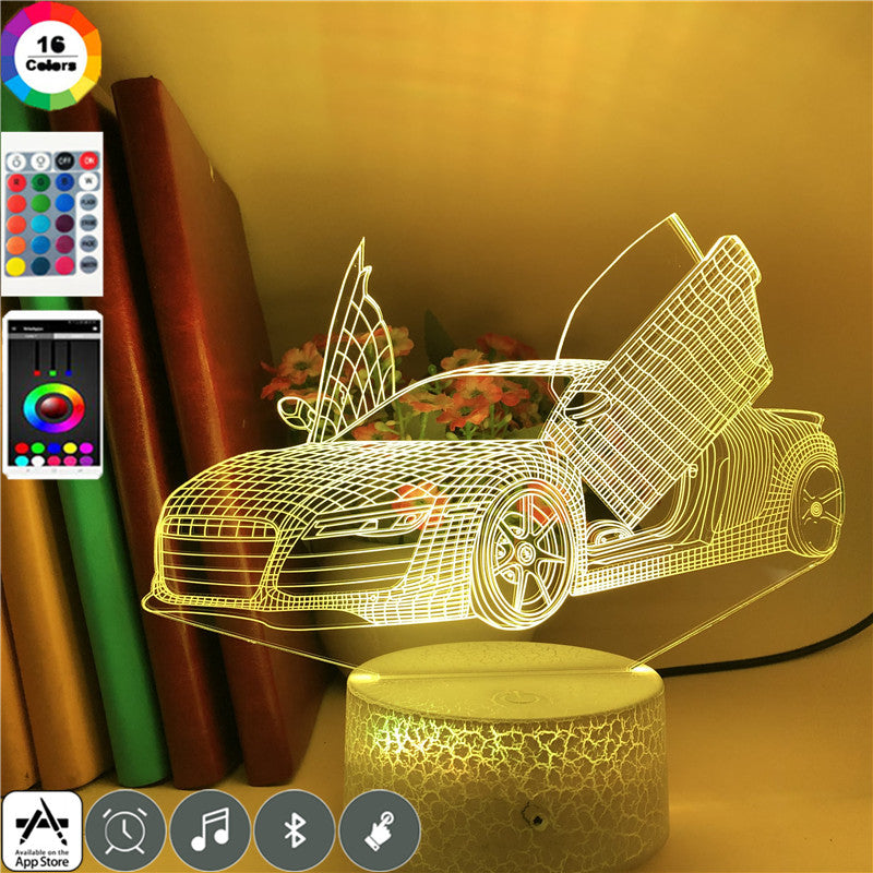 Cool Nightlight LED 3D Illusion Light Sports Car Color Changing Desk Atmosphere Lamp Gift Event Prize for Child Bedroom Decor