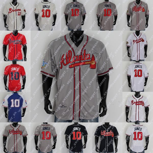 Chipper Jones 1995 Baseball Jersey Collection - White Gray Navy Blue Stitched Jerseys