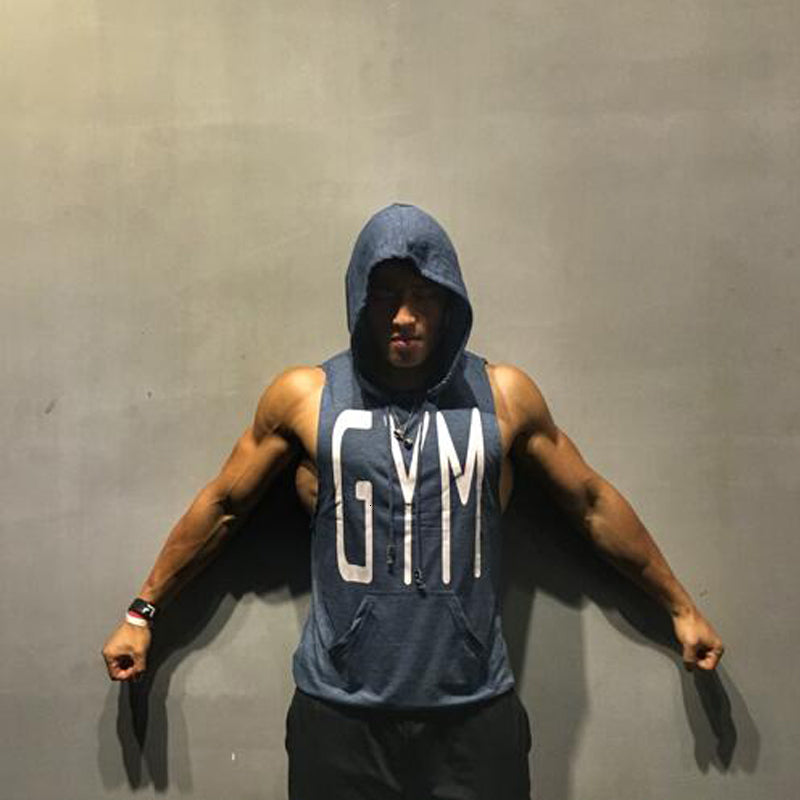 Men&#039;s Tank Tops Fitness Tanks Men Bodybuilding Sleeveless Workout Vest Casual Muscle Hoodies Cotton Gymclothing Wholesale BHH8