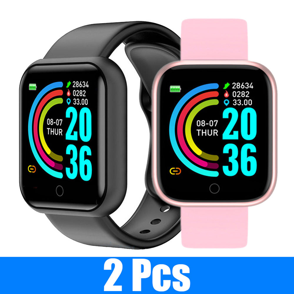 2 PCS Y68 Smart Watches Men Applewatch Fitness Tracker Compatible iPhone and Android Phones Watches Round Smartwatch Heart Digital Watch