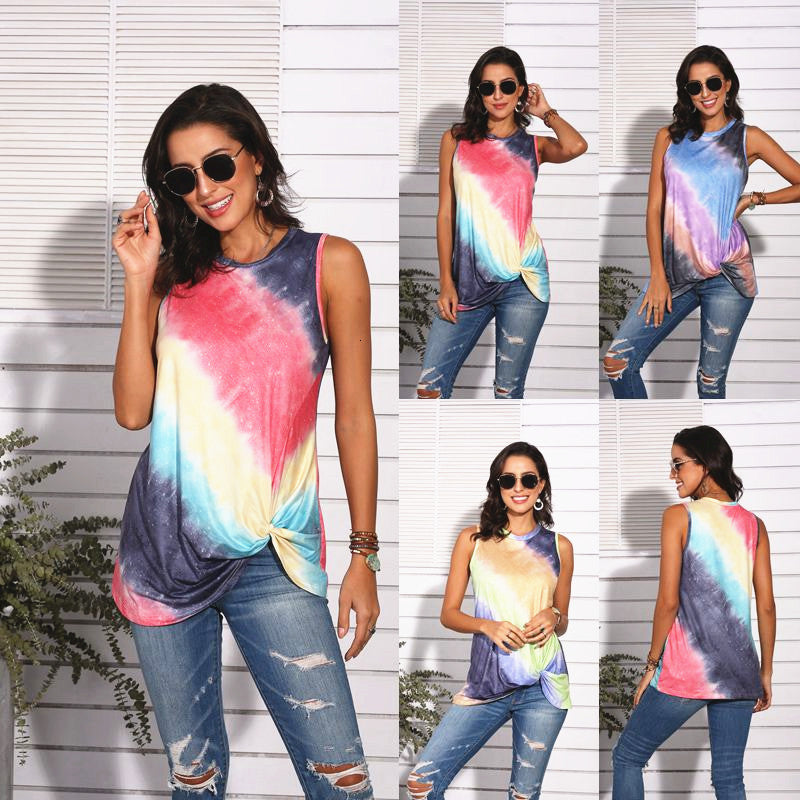 Women&#039;s Tanks & Camis Ebaihui Style Print Sleeveless Lady Vest Tie Dye T-shirt Without Sleeve Fashion O Neck Tank Top Women 8186 D