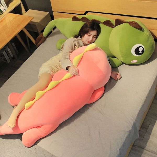 55-140CM Big Size Long Lovely Dinosaur Plush Toy Soft Cartoon Animal Stuffed Doll Pillow for Kids Girl Birthday Gift1021
