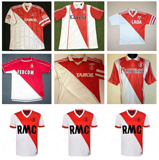 1977 1982 94 95 96 97 Retro Version Monaco Tuybens Soccer Jerseys 90 91 92 1999-2000 Home Dalger Vintage 96-97 AS BEN YEDDER JOVETIC GOLOVIN Flocage