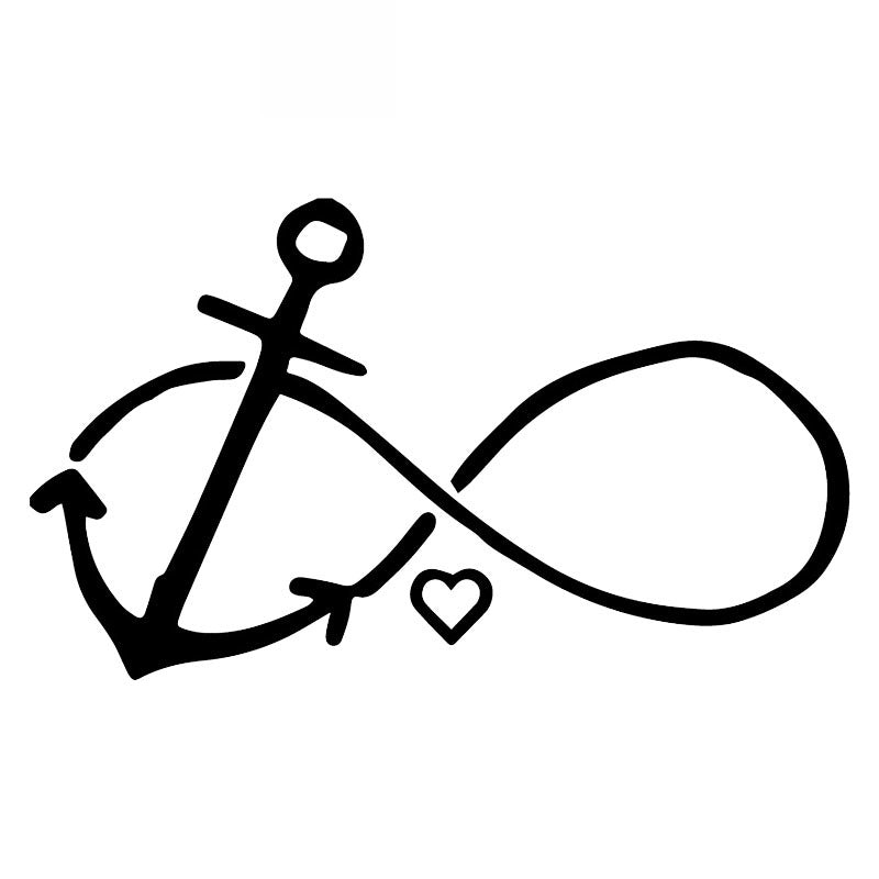 Car Sticker Boat Anchor Sailor Love Forever Car Sticker Art Cartoon Decal Creative Waterproof Black-white,17cm*10cm
