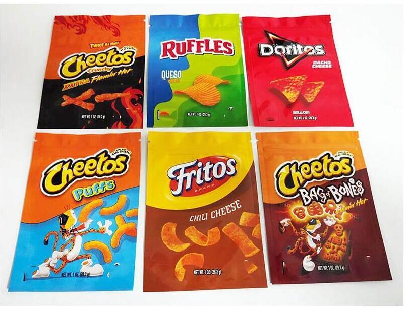 Cheetos bag Crunchy Runtz cookies mylar bags Jokesup 1OZ 600mg Doritos bag Cheetos puffs fritos Ruffles Smell Proof Packaging mylar bagee