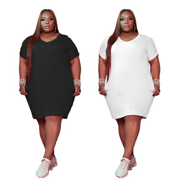 3X 4XL 5XL Plus size Summer Women one-piece dress casual short sleeve skirts fashion stretchy letter dresses bigger sizes black midi skirt 4