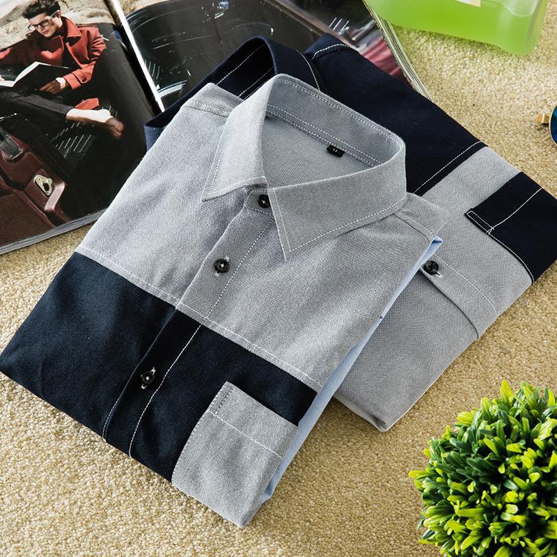 Men&#039;s Casual Shirts Autumn Style Korean Slim-fit Lapel Long-sleeved Fashion Youth Color Matching Clothing 7I2R