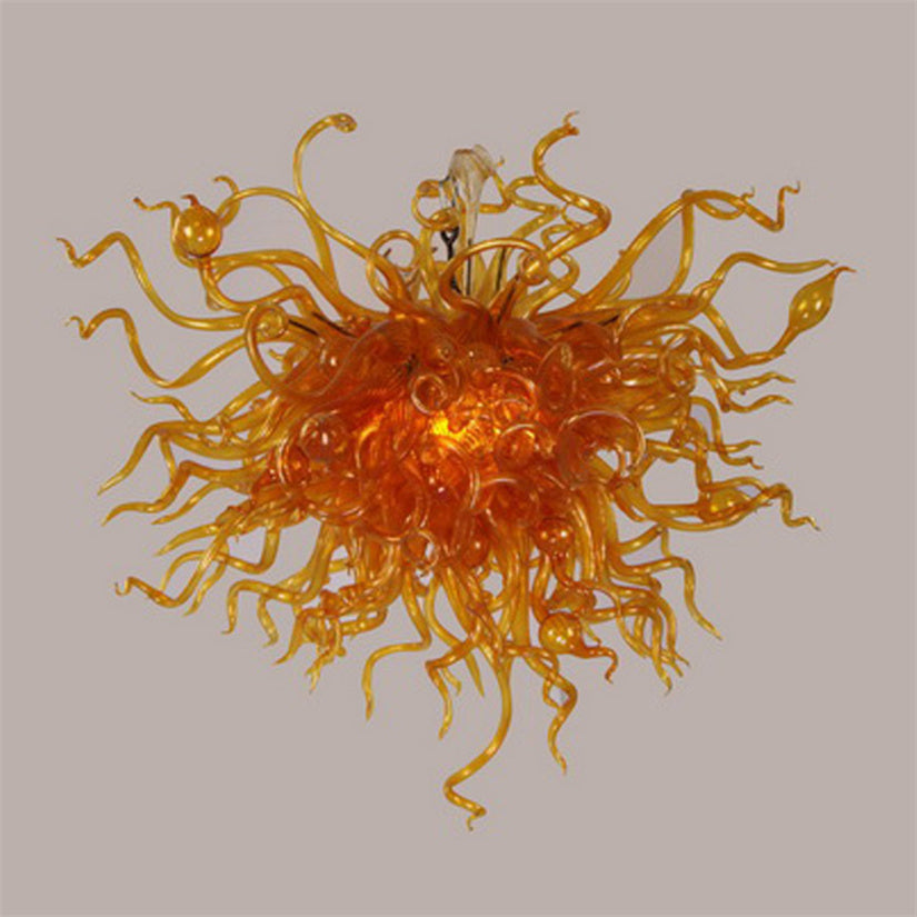 Hanging Kitchen Lamps Led Light Murano Glass Pendant Lamp Yellow Colored Crystal Chandelier 32 By 32Inches Lights for Villa office Coffee Shop Resta