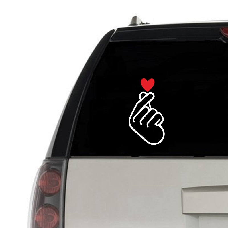 KPOP Finger Heart Love Vinyl Art Sticker Car Window Decor , Cute Laptop Phone Decals for Apple MacBook Air - Pro Decoration