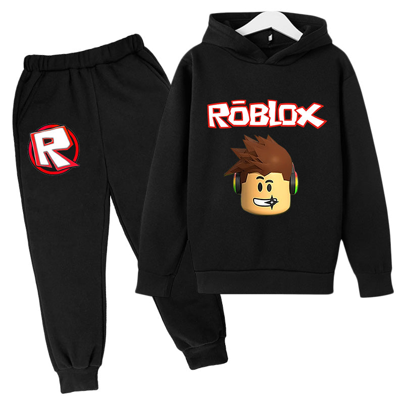 Girl Boys Spring Autumn ROBLOX Cartoon Sports suit 2pcs set Tracksuits Kids Clothing sets 100-160cm Casual clothes hoodies+Pant set
