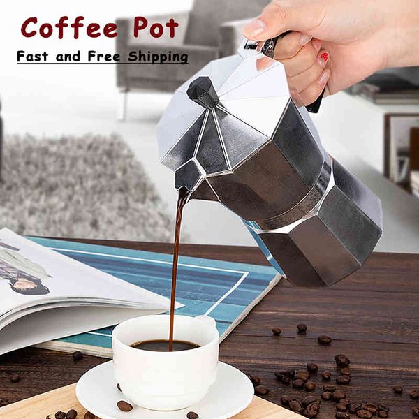 50-100-450-600ml Aluminum Coffee Maker Durable Moka Cafeteira Expresso Percolator Pot Practical Moka Coffee Pot 210330
