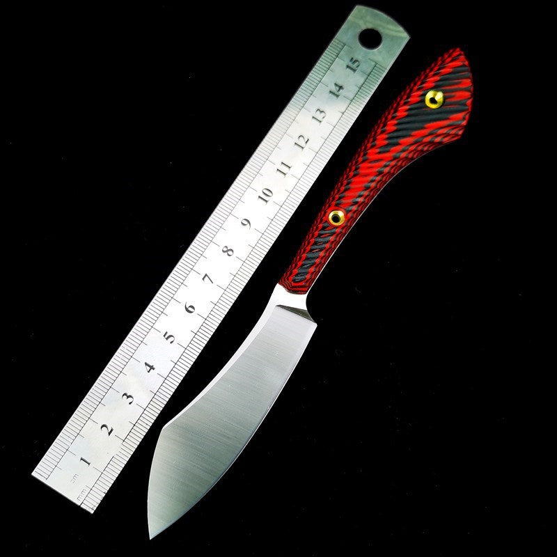 gift small straight outdoor camping knife household stainless steel fruit cutting tools factory D2 blade G10 handle EDC