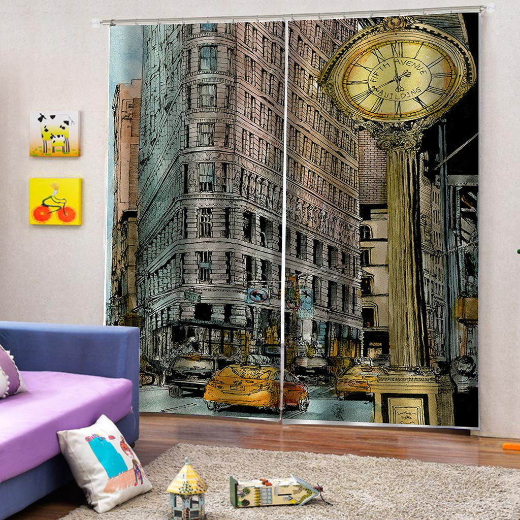 Curtains for Living Room Bedroom Window Silk Sheer Curtain and Blackout Decorative 2 Panel Drapes