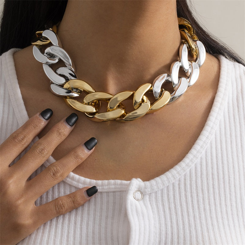 4 Colors Big Chunky Chain Necklace for Women Men 2021 Trendy CCB Plastic Gold Sliver Color Choker Necklace Statement Necklaces 717 Q2