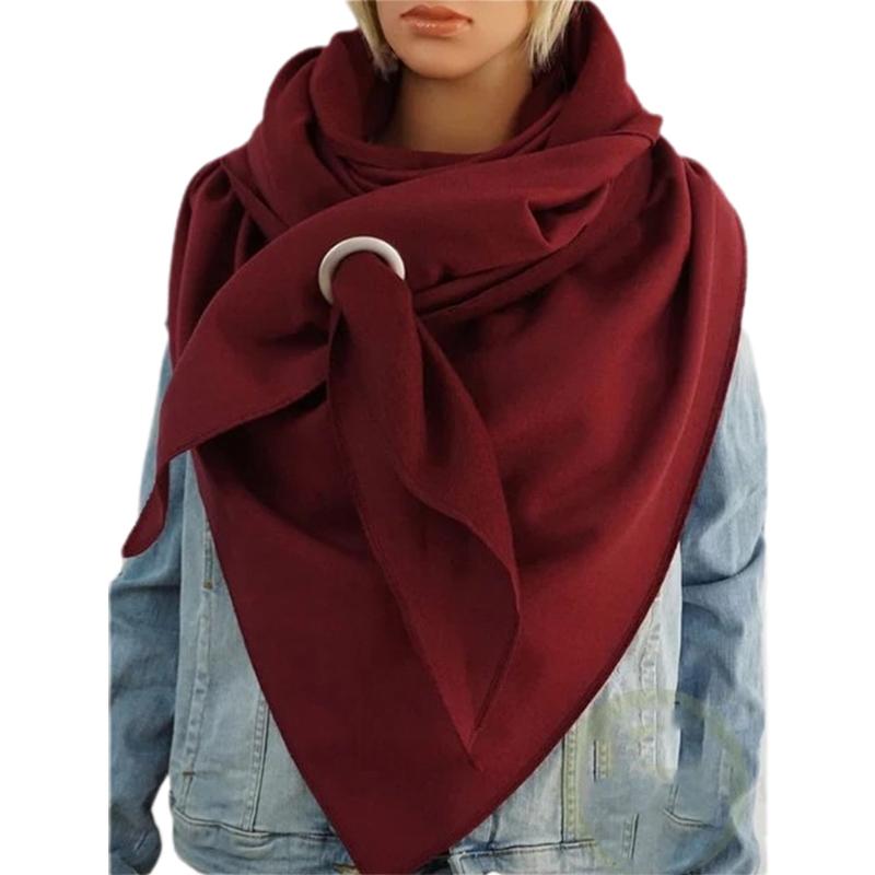 Scarves Winter Thicken Warm Large Triangle Scarf With Hole Ring Simple Solid Color Neck Warmer Cold Weather Blanket Shawl Wrap