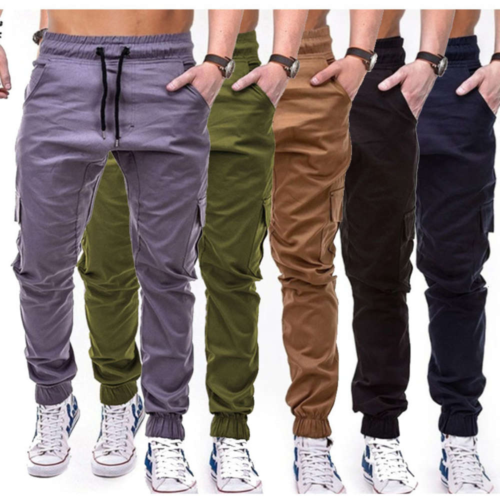 Men&#039;s casual pants tooling Multi Pocket men&#039;s trousers woven fabric casual jogging Leggings