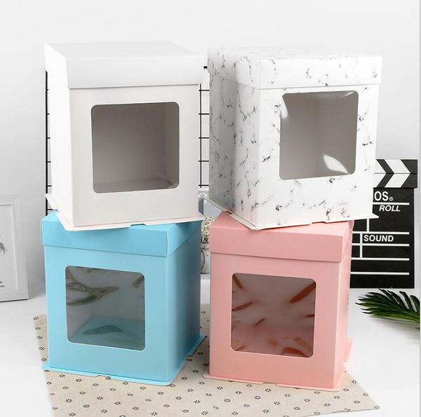 100 pcs Large Cake Assembly Carriers with Clear Window for Bakery, Gift Box Birthday, Christmas Day Transparent Base and Lid