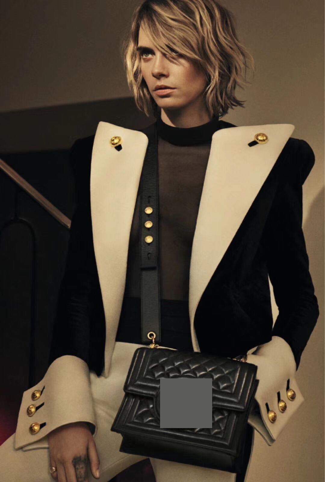 Outerwear treetwear Color Matching Women Blazers Jackets Vintage All Match Black And White Short Suit Coats Autumn