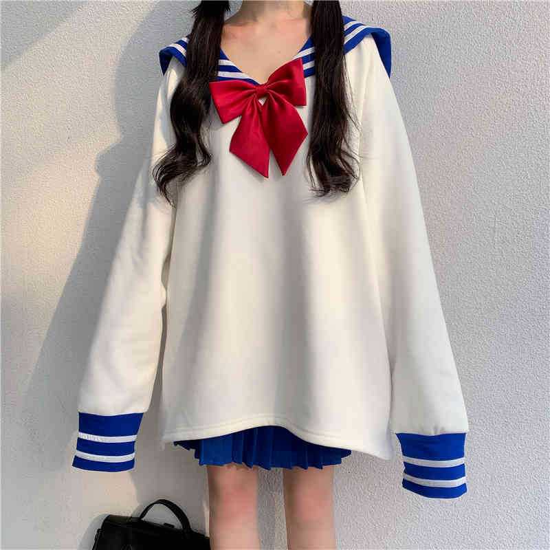 Japanese Cute Oversized Hoodie Women Sailor Moon Anime Cosplay Sweatshirts Harajuku Streetwear Lolita Girls Kawaii Sweetshirts