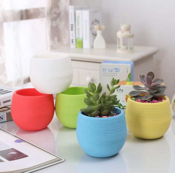 Mini Round Plastic succulent Plant Flower Pot Garden Home Office desktop Decor Micro Landscape Planter unbreakable flowerpot SN5331