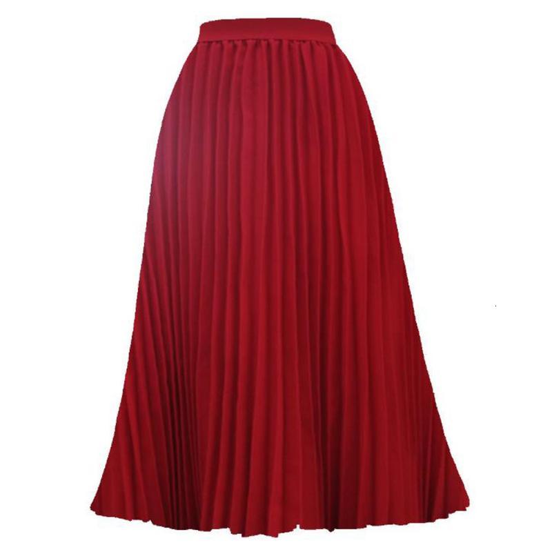 Long Midi Pleated Skirts Womens Elegant High Waist A Line Big Hem Flare Swing Vintage Casual Office Skirt Faldas Mujer