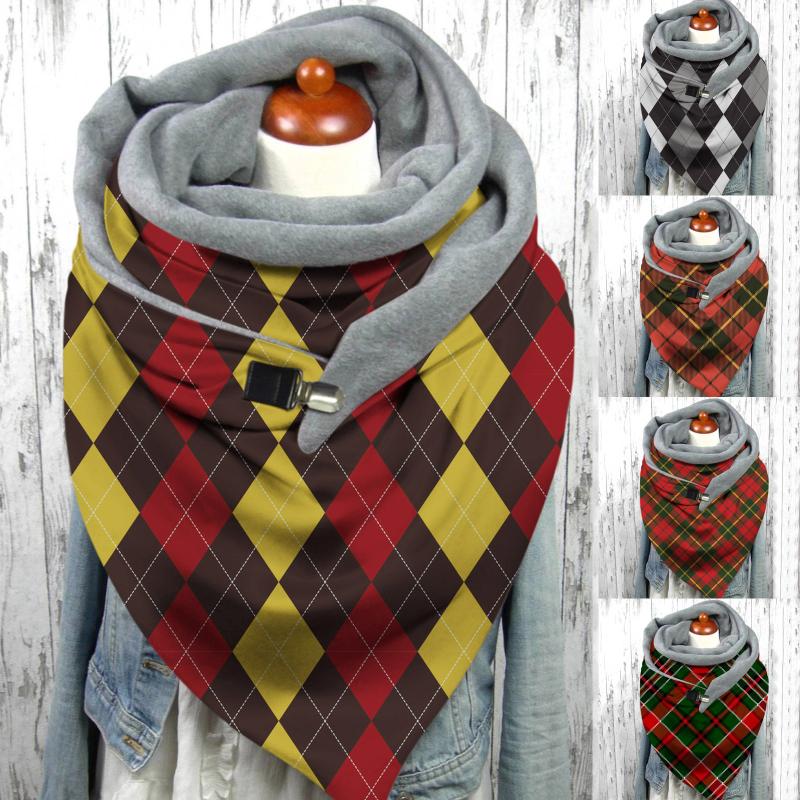 Scarves D Fashion Women Print Retro Printing Button Soft Wrap Casual Warm Shawls Breathable, Comfortable And Windproof