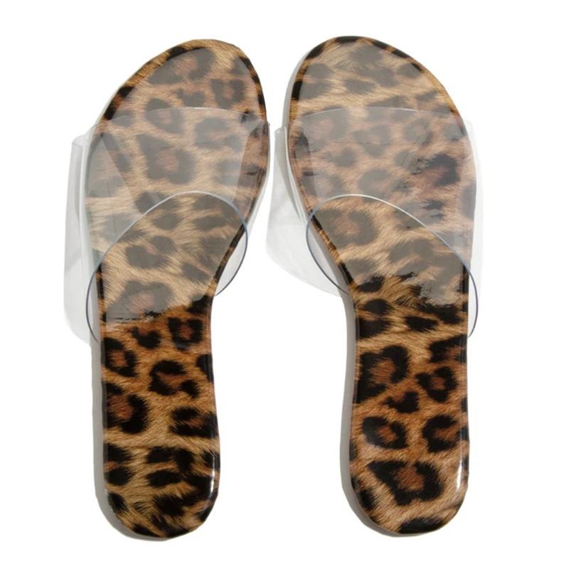 Slippers Summer Fashion Women Leopard Grain Flat Slipper Beach Sandals Casual Shooes