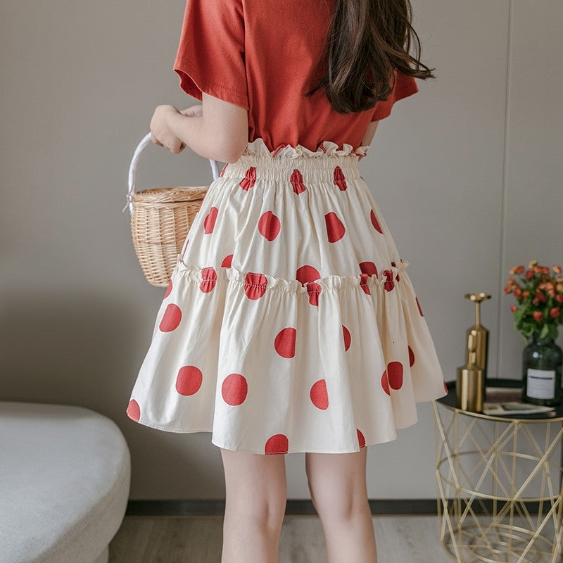 Skirts Frill High Waisted Polka Dot Skirt Women Summer Kawaii Teens Girls Maiden Wide-Swing Ruffle Short Tutu Ladies rokjes 4NGV