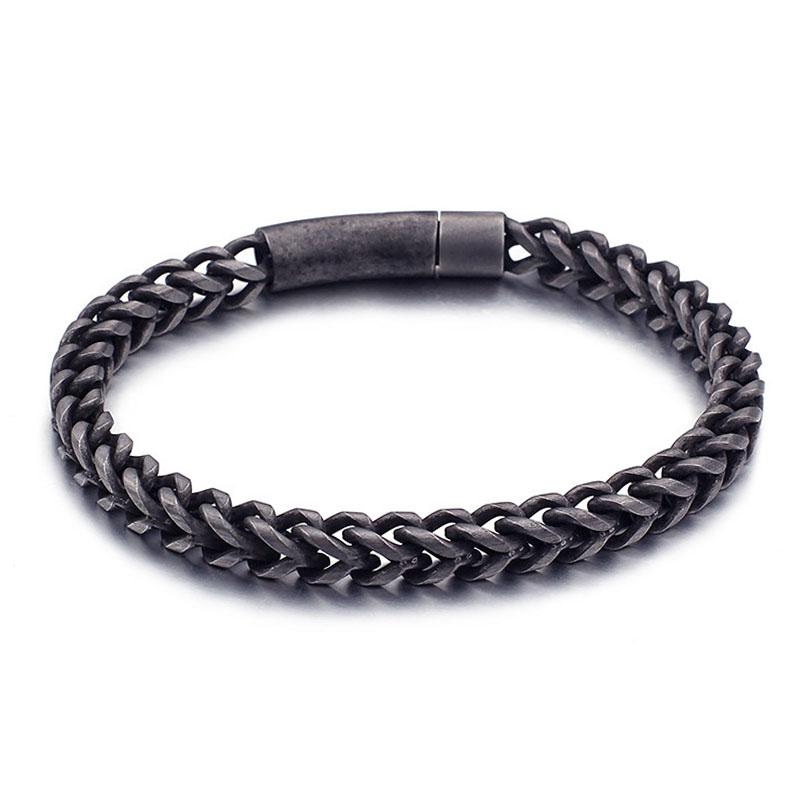 Link Chain Vintage Black Stainless Steel Mens Bracelet 8mm Wide Wrap Bracelets For Men Christmas Gift JewelleryLink