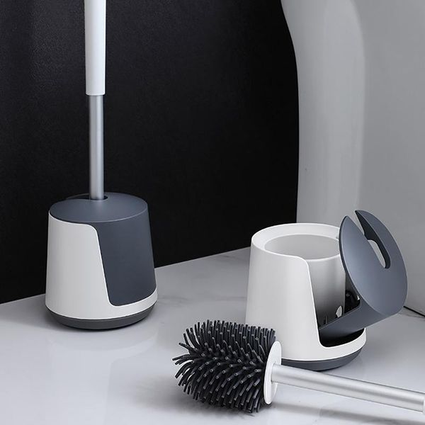 Bath Accessory Set Toilet Brush Bathroom Accessories Cleaning Products Portable Household Silicone Floor
