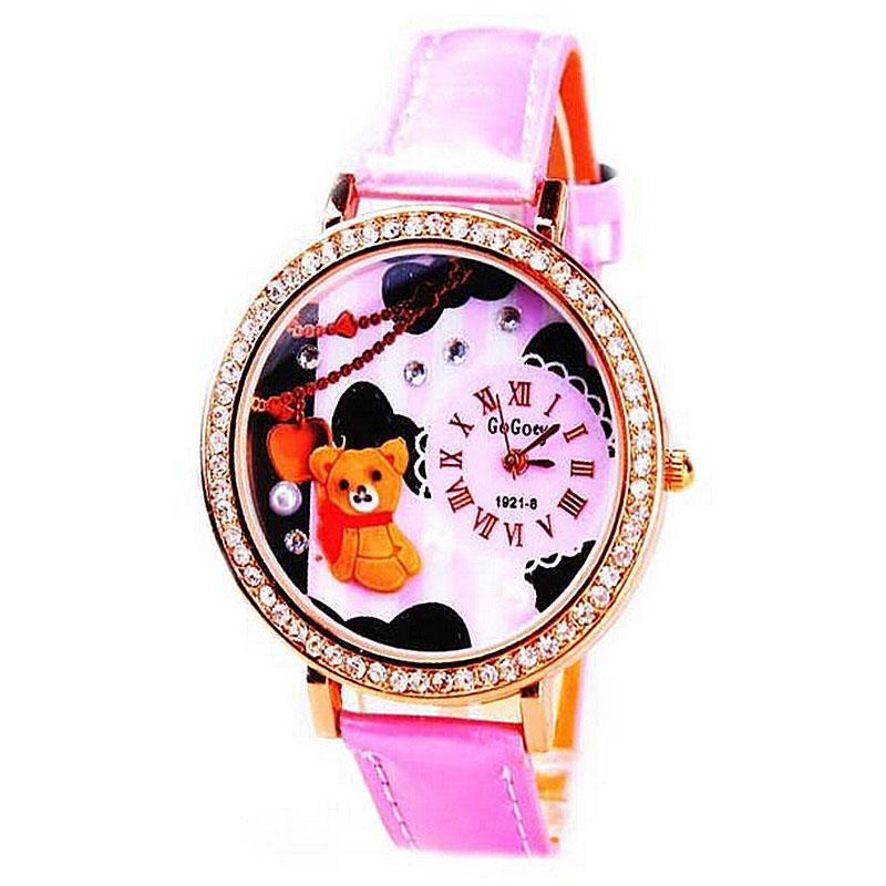 Wristwatches Fashion Cute Women Watches Handmade POLYMER CLAY Pink Watch Female Wristwatch Leather Ladies Clock Relogio Feminino