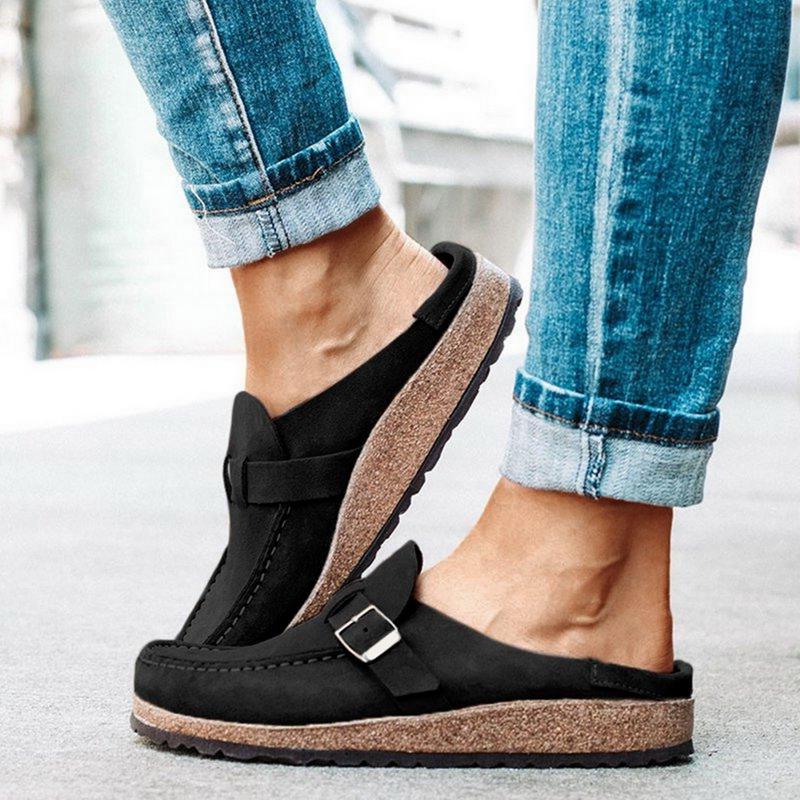 Slippers Summer Women Flats Shoes Mules Casual Office Slip On Loafers Fashion Buckle Candy Color Flat Sandals Ladies