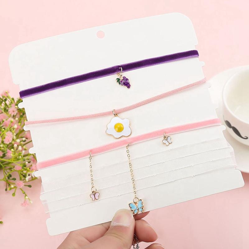 Chokers 4Pcs Velvet Choker Necklace For Women Fashion Fruit Decorative Adjustable Egg Butterfly Pendant