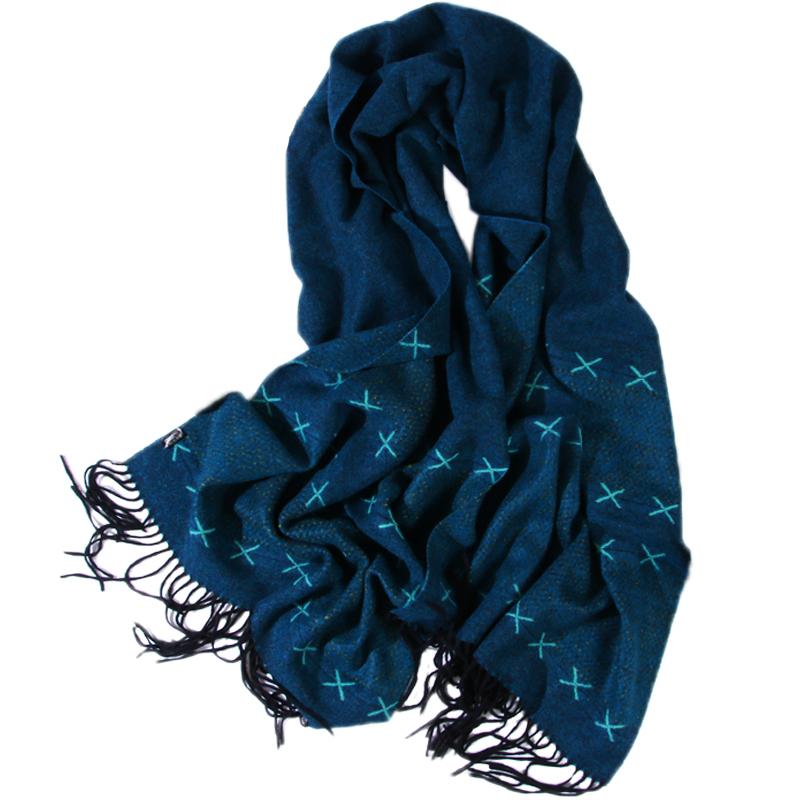 Scarves Lambswool Jacquard Women Retro Stytle Scarfs Shawl Pashmina 65x240cm Long Tassel Peacock Blue 3color Retail Wholesale