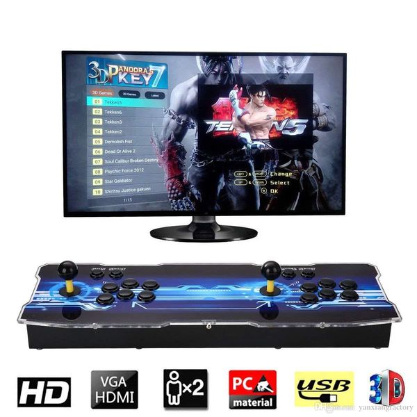 2019 [2199 3D HD Games] Pandora 7 3D 1280*1080P 32GB Arcade Video Game Console Box Arcade Machine Double Arcade Joystick With Speaker yx2199