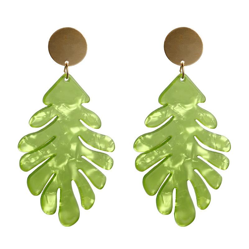 Stud Green Leaf Acrylic Earrings Brown For Women Jewellery Ladies Colorful