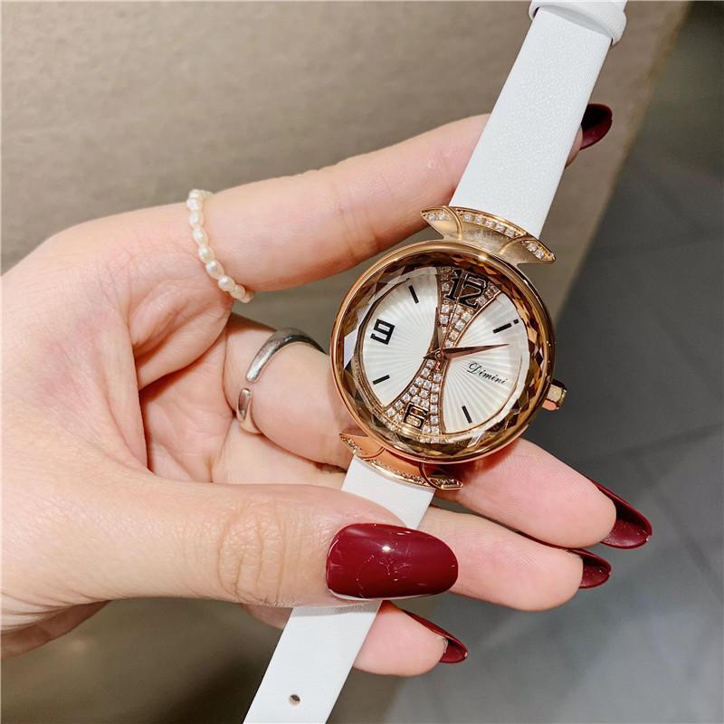 Wristwatches Creative Canton Tower Designer Faceted Crystals Dress Watches For Women Candy Colors Real Leather Watch Quartz Waterproof Reloj