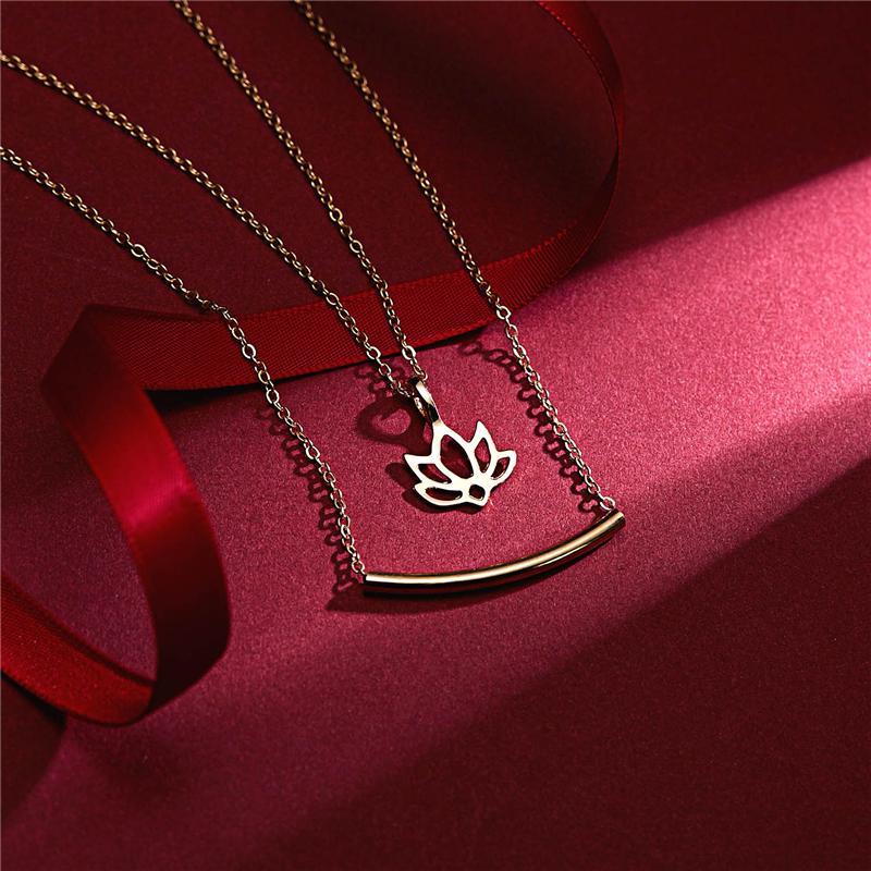 Pendant Necklaces Choker Necklace Set Multilayer Layers Love Heart Lotus Tube Jewelry For Women
