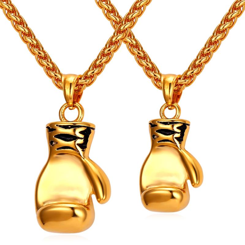 Pendant Necklaces Kpop Boxing Glove Necklace Men Sport Jewelry Gift For Boyfriend Stainless Steel Gold Color P2213