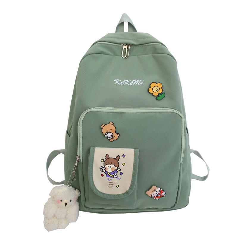 School Bags Teen Girls Backpacks For Women Bookbags Nylon Solid Lightweight Fresh Cute Cartoon College Wind Schoolbag Teenage