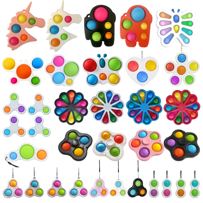 Decompression toy finger top bubble music two fingers three fingers, deratization pioneer key chain release press