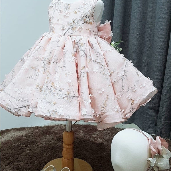 Girl&#039;s Dresses Pink Tulle Floral Baby Summer Baptism Infant 1 Year Birthday for Newborn Girl Christening Dress 1026