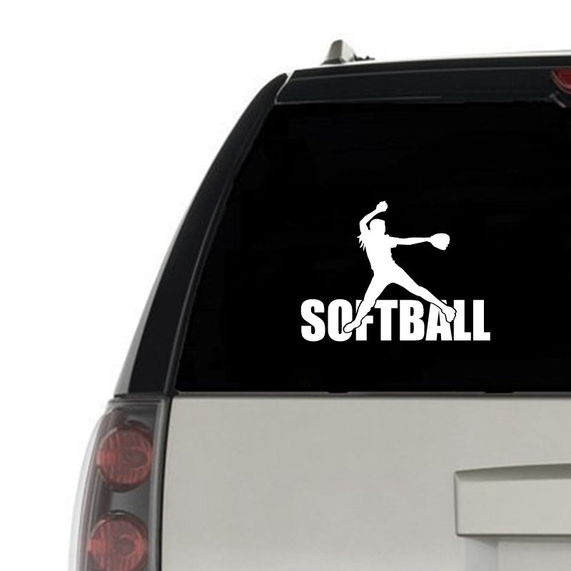 Softball Silhouette Vinyl Sticker Decal Car Decor , Baseball Laptop Decals for Apple MacBook Air - Pro Decoration