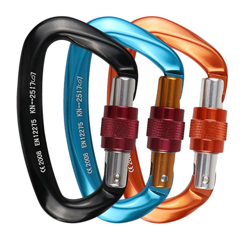 Climbing Carabiner 25KN D Shape Safety Lock Professional Equipment Security Outdoor Accessories Cords, Slings And Webbing
