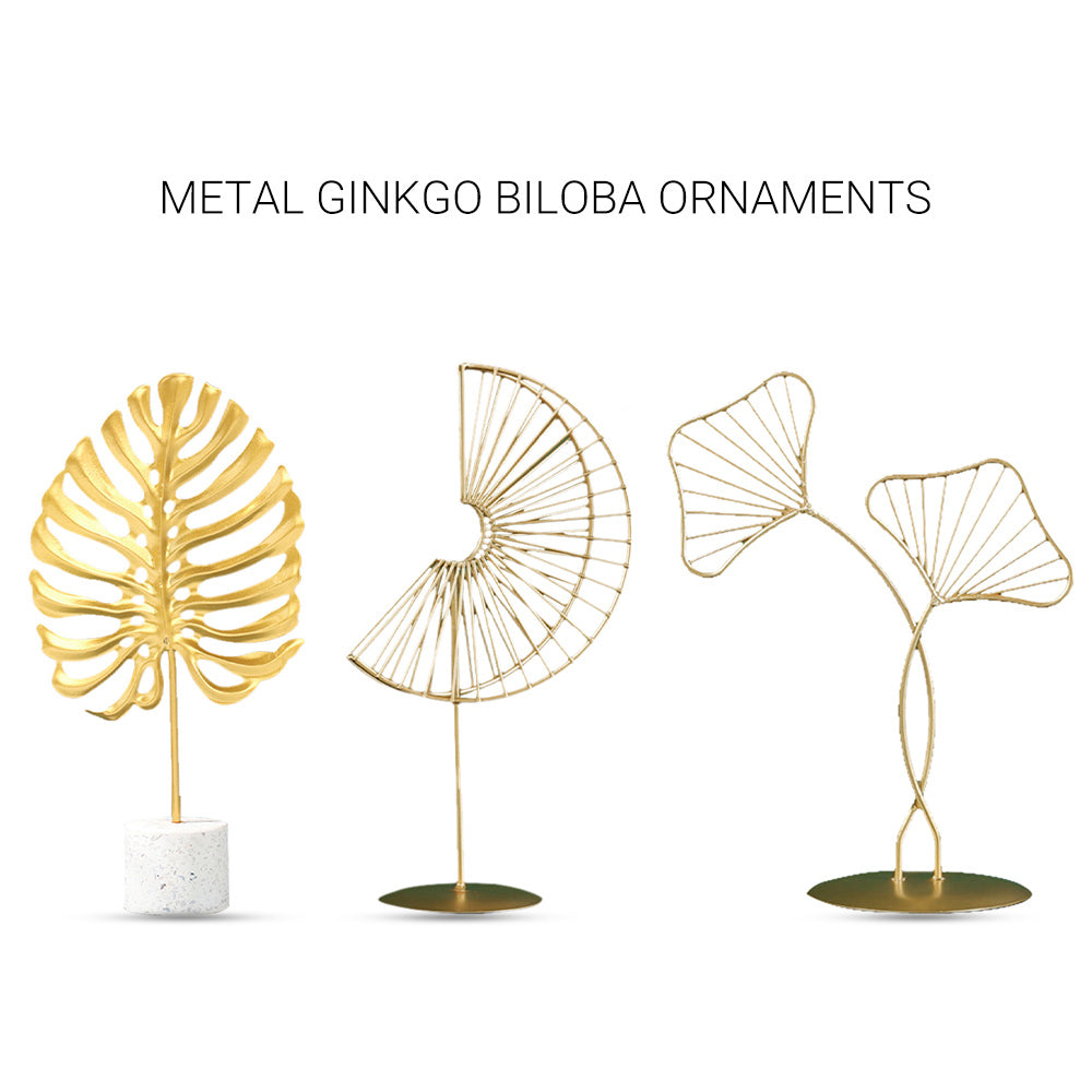Home Desktop Ornaments Ginkgo Leaf Decoration Wine Cabinet Decor Light Luxury Golden Iron Art Ornaments Office