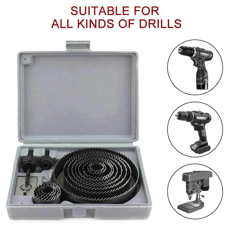 16pcs Hole Saw Cutting Set 19-127mm Wood Metal Cutter Drill Bit Kit Core Drilling Tool Bits Reaming Accessories Wood Working