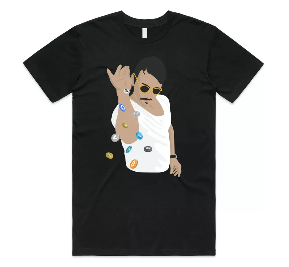 Crypto Salt Bae T-shirt Tee Funny Cryptocurrency Bitcoin Ethereum Litecoin Doge